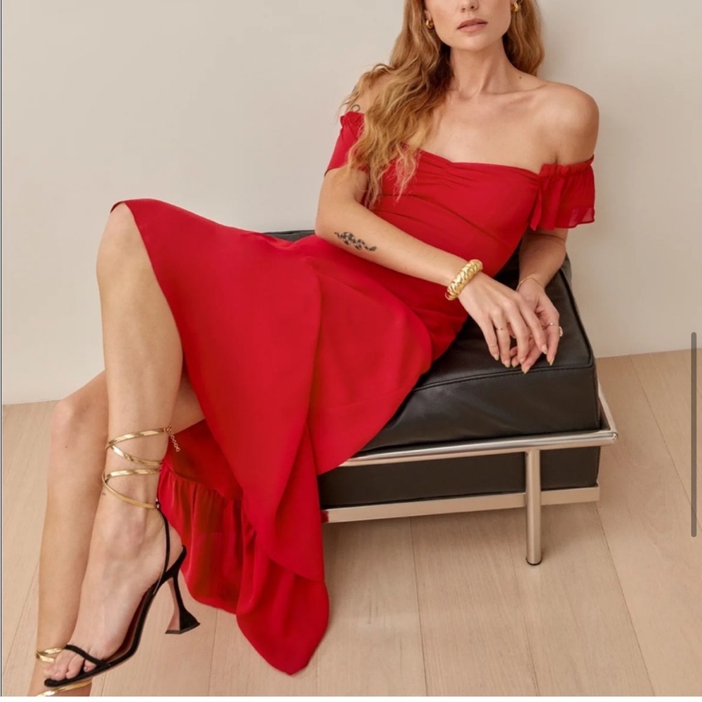 Reformation butterfly dress cherry red